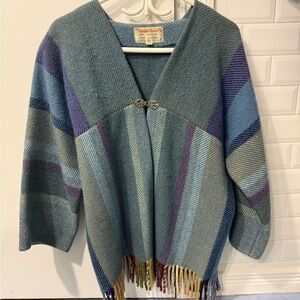 Vintage-Inspired Teal Multi-Stripe Women’s Sweater Cardigan - Unbranded